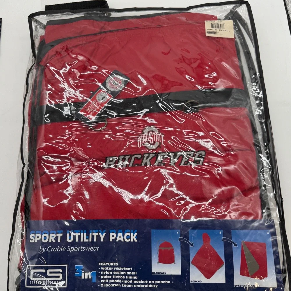 Ohio State Buckeyes Sport Utility Pack Stadium Blanket‎ Poncho Backpack Red